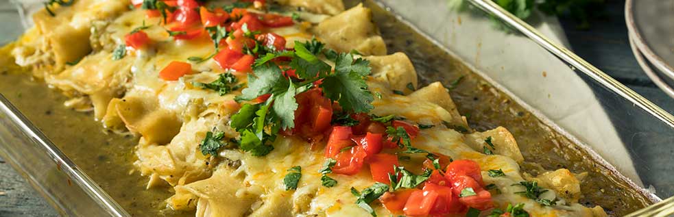 2 Homemade Green Enchiladas with chiken