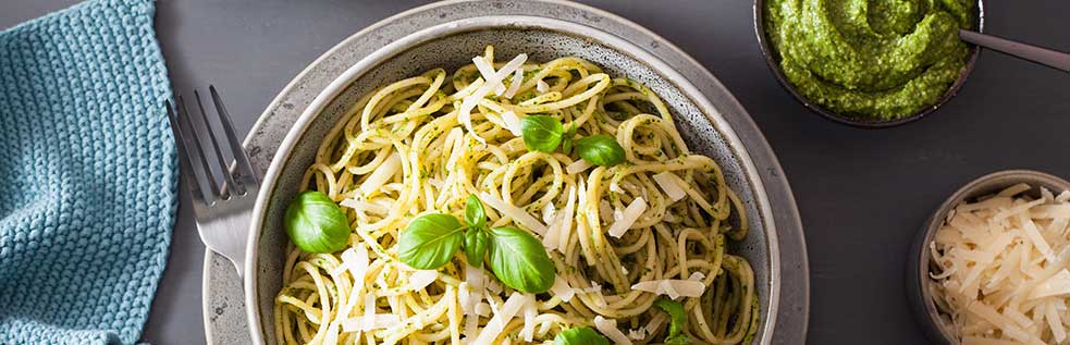 26 Cilantro Pesto Pasta With Avocado And Oaxaca Cheese