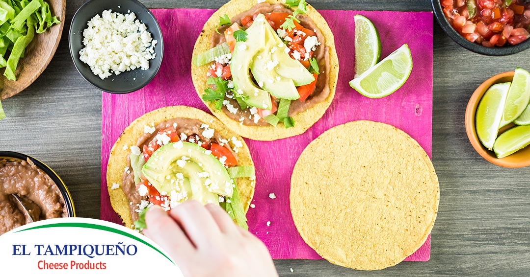 10 Vegetarian Tostadas with Avocado and Cheese Mexican