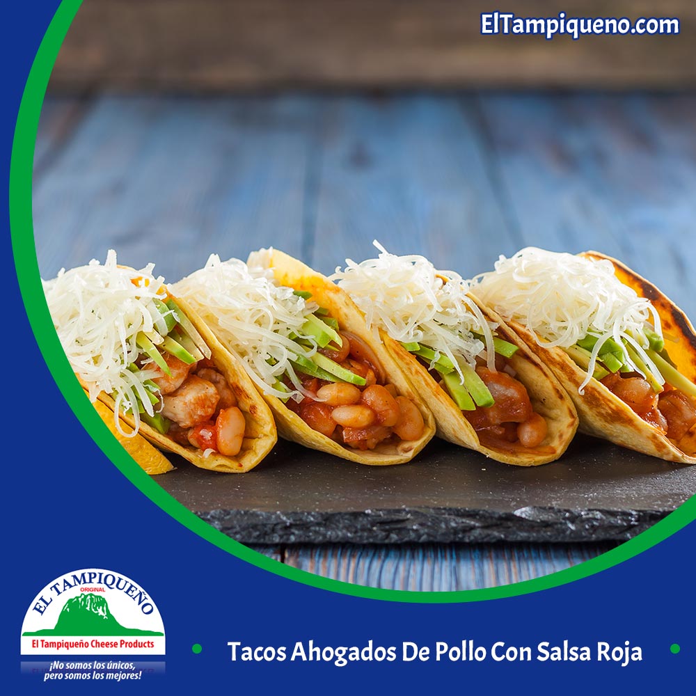 10 Tacos Ahogados De Pollo Con Salsa Roja